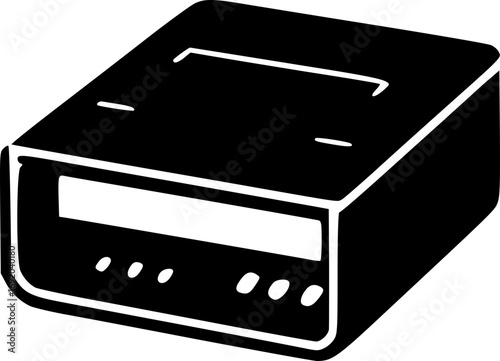Detailed monochrome USB port illustration for technology and computer hardware designs