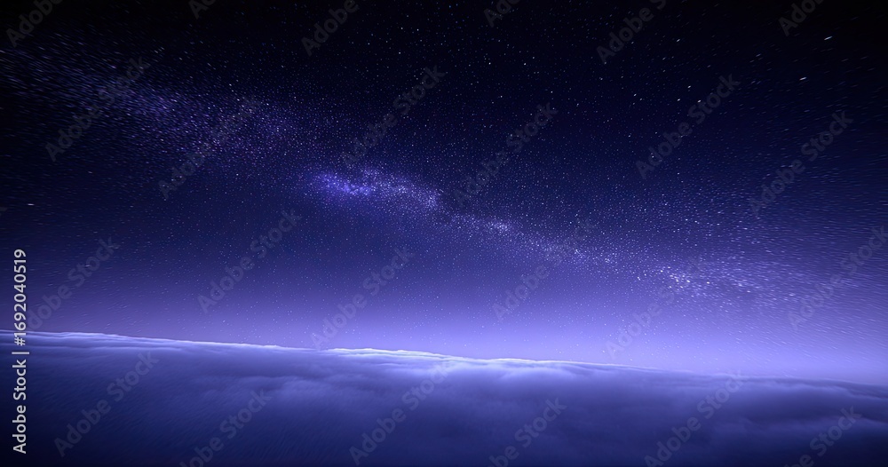Fototapeta premium Vast night sky with Milky Way over clouds