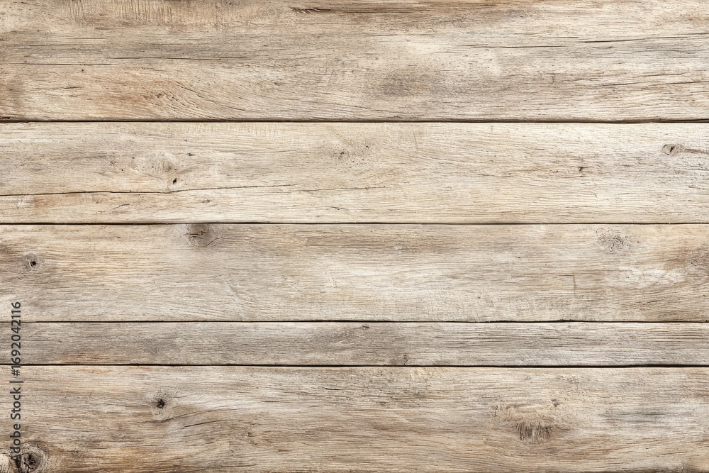 Fototapeta premium Close-up view of weathered, light-brown wooden planks