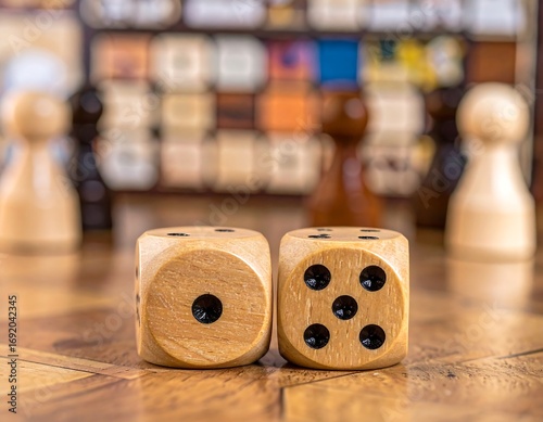 Wooden dice on a table