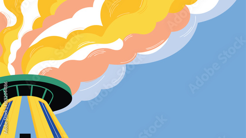 illustration of a hot air balloon in the sky, vector illustration