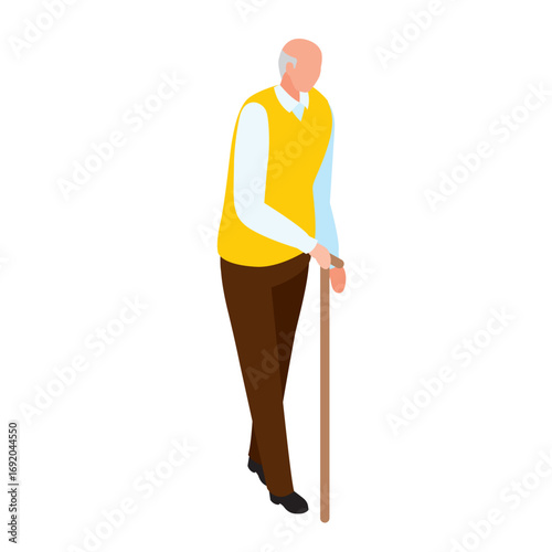 杖をつく高齢男性のイラスト