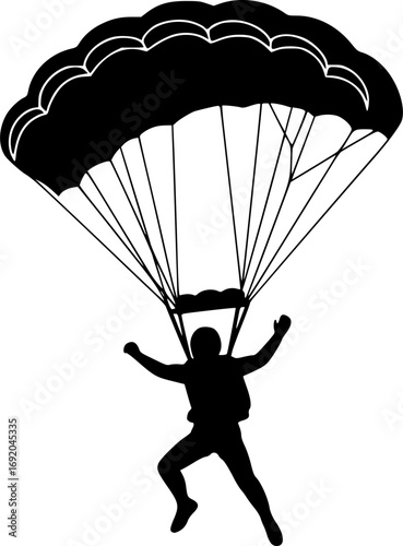 Skydiver parachuting silhouette vector illustration