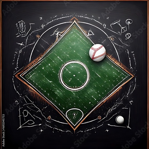 Baseball diamond design on a dark background
