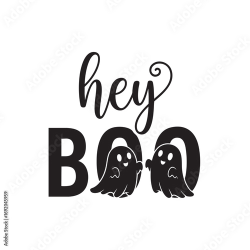 Whimsical Halloween greeting featuring playful lettering and charming ghost illustrations perfect for cards decorations and digital designs to evoke a festive and spooky atmosphere