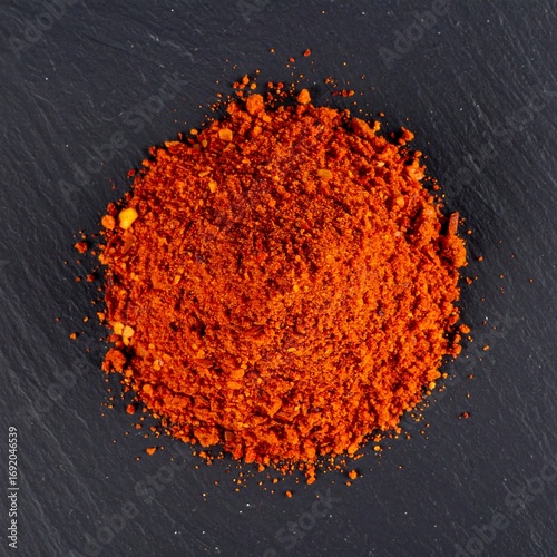 Pile of orange spice on dark stone