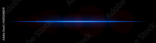 Laser line. Thin horizontal beam with smooth light halo and soft focus edges on dark background. Perfect for sci-fi, motion or UI design.