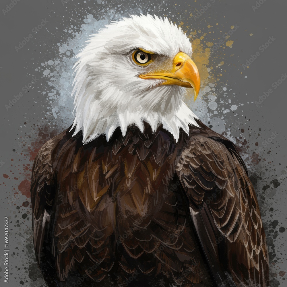 Obraz premium Majestic Bald Eagle Portrait A Digital Painting