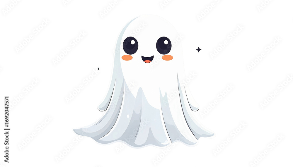 Obraz premium Cartoon Ghost – Cute Halloween Illustration