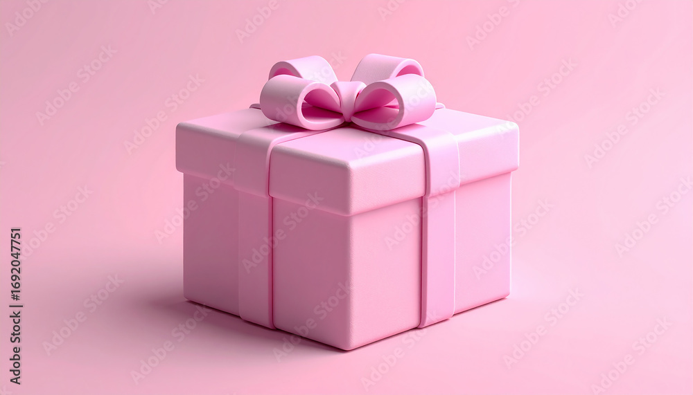 Obraz premium pink gift box with ribbon
