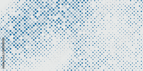 Vector abstract blue background frame of geometric shapes. Circular ornament. Pattern of dots, particles, molecules, fragments modern