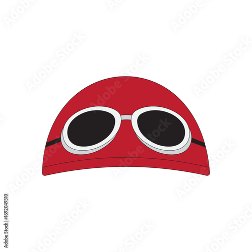 Motorbike half open helmet with glasses vector illustration. Retro helmet