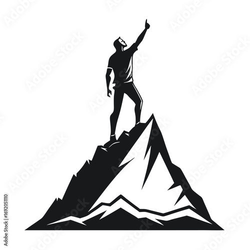 Mountain Climber SVG | Victory Pose Line Art Vector