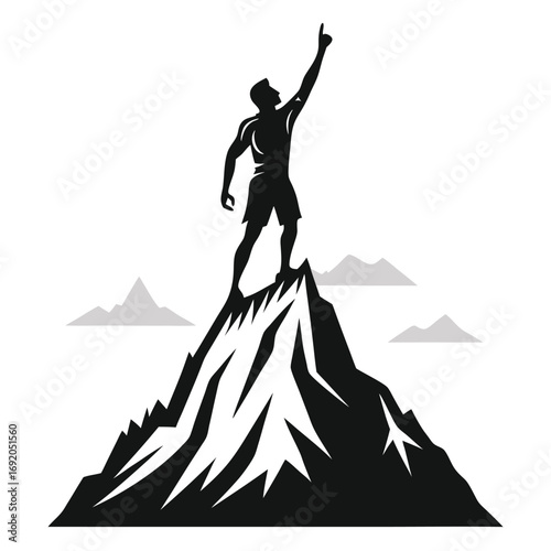 Summit Hero SVG | Minimalist Mountain Climber Line Art