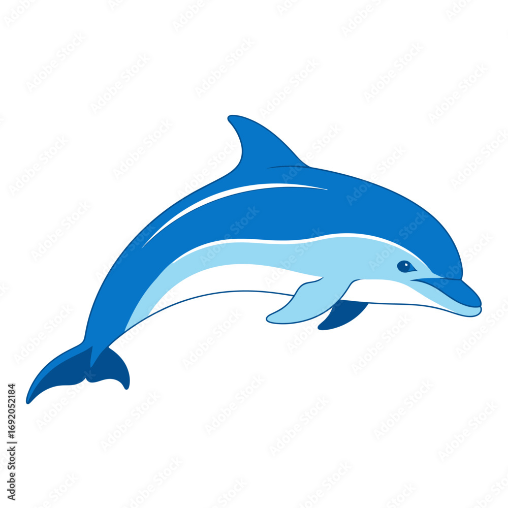 Fototapeta premium Stylized Blue Dolphin Leaping with Graceful Form