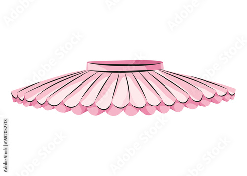 Ballet accessorie. Part of pink ballet dress or tutu skirt. Vector hand drawn sketch style object