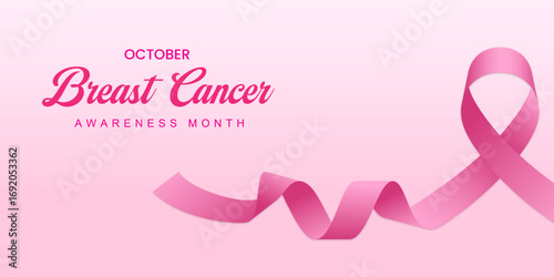 Breast cancer awareness month in october, pink ribbon symbol background, 3d women illustration breast cancer prevention illustration concept