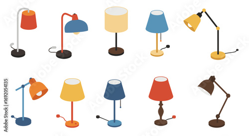 Colorful isometric desk lamps: modern table lighting designs
