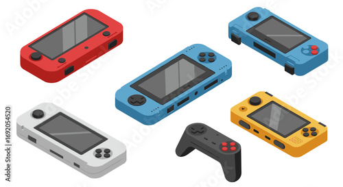 Isometric gaming devices: colorful portable consoles and controller design