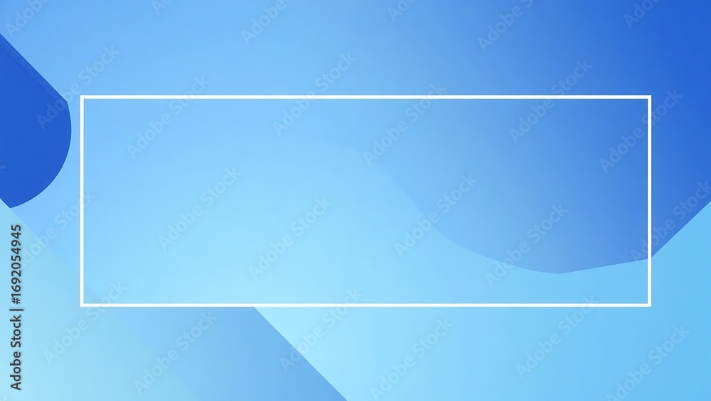 Obraz premium Corporate presentation vector frame, bold blue-gray gradient border, minimal line geometry, centered white space