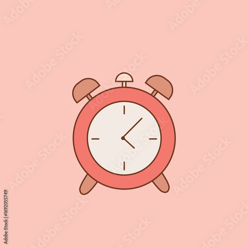 Cartoon alarm clock illustration in doodle vector style on isolated background.