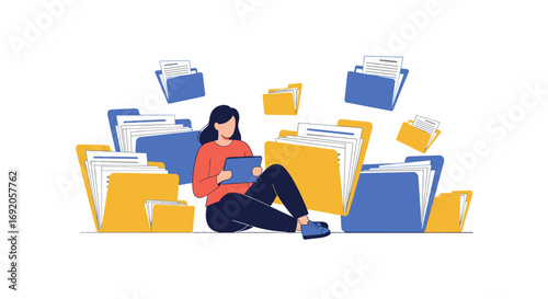 Organized professional managing digital documents and data efficiently for modern business success