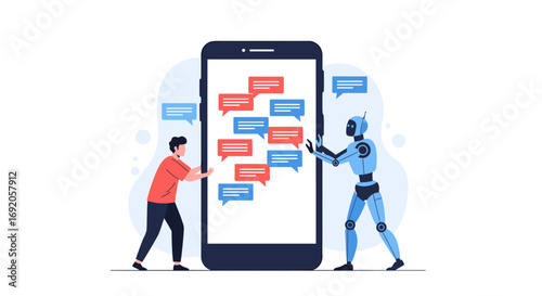 AI chatbot interacts with human user via mobile messaging platform for seamless communication