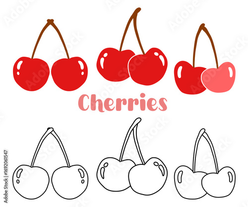cherry logo vector icon, Cherry fruit vector illustration on white background