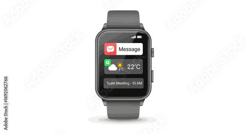 Smartwatch displaying messages, weather, and calendar appointments.