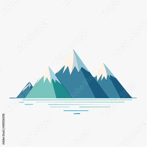 Minimalist Mountain Range Illustration with Snow-Capped Peaks
