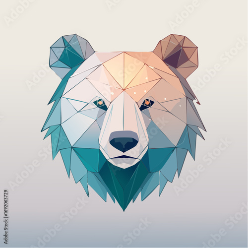 Geometric Bear Head Illustration Modern Art Depicting a Wildlife Icon in Vector Design