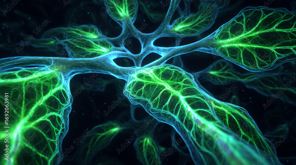 Obraz premium Futuristic glowing neural network or biological structure