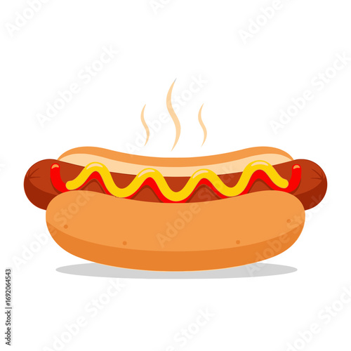 Delicious Hot Dog with Mustard and Ketchup