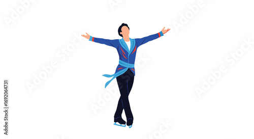 Athletic figure skater performing graceful moves on ice during competition
