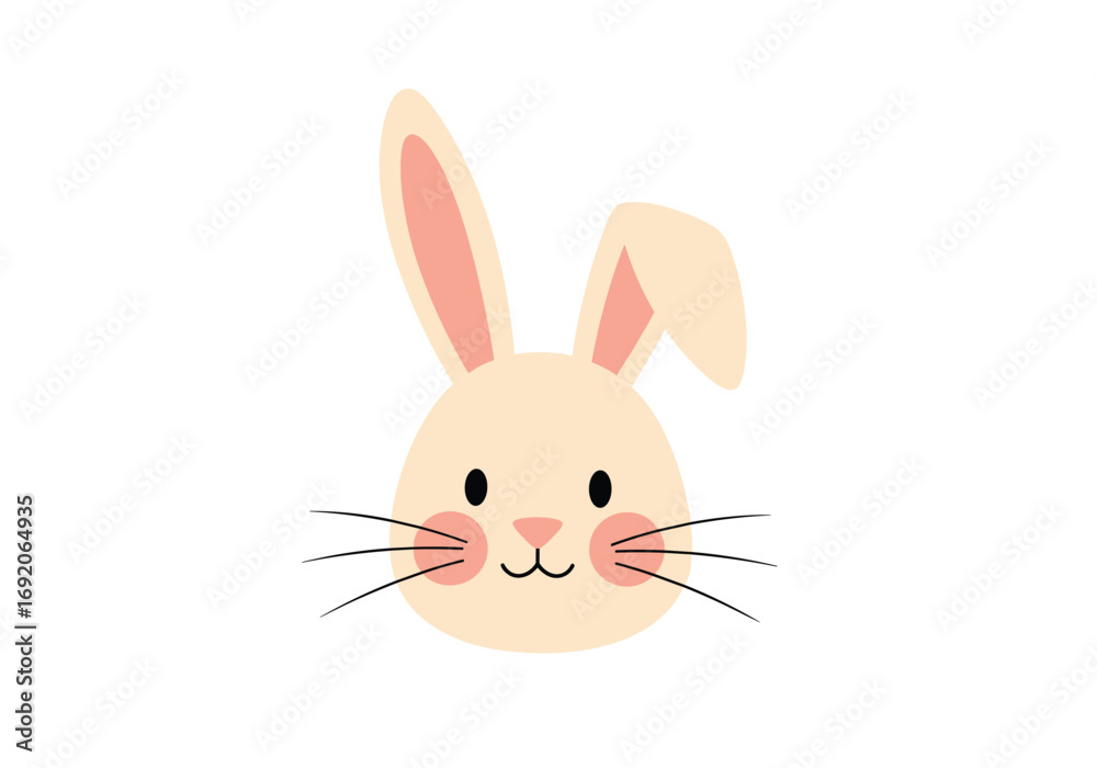 Fototapeta premium Cute easter bunny face illustration for spring holiday celebration and festive decorations