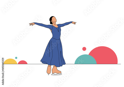 Elegant figure skater performing a graceful routine on ice with artistic flourish