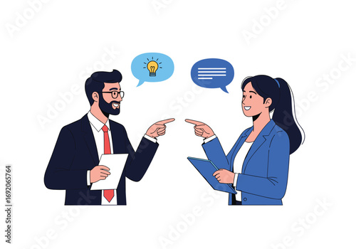 Business people discussing ideas and solutions in a professional meeting environment