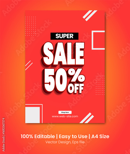 Mega Sale A4 size promotional poster design