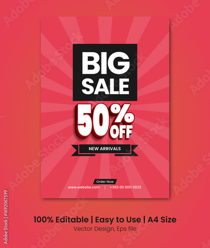 Mega Sale A4 size promotional poster design