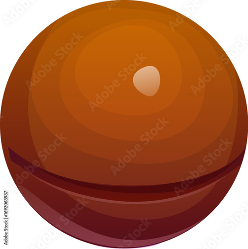 Cartoon raw ripe whole macadamia nut in shell. Isolated vector seed with hard round brown shell with natural glossy texture and rough surface. Exotic edible nut, snack and dessert rich in healthy fats