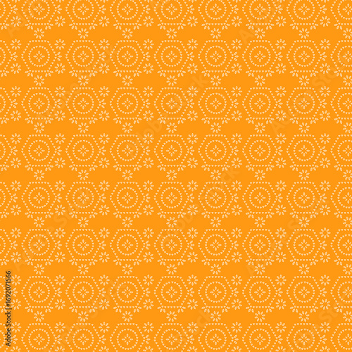 Vintage Yellow Indian Bandhani Saree Fabric Pattern Background
