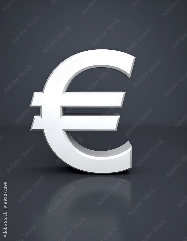 Fototapeta premium 3D rendered euro symbol on dark gray background