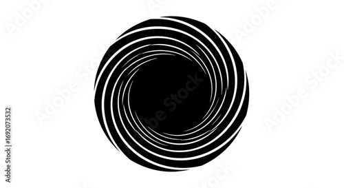 Abstract black and white vortex design with swirling lines for graphic elements