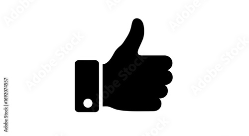 Black silhouette of a hand giving a thumbs up on a white background