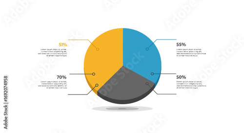 Colorful Pie Chart with Percentage Data Visualization for Business and Finance
