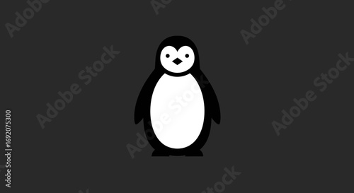 Cute Penguin Illustration on Dark Background for Children's Books and More