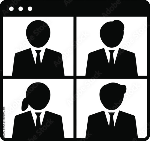 business video conference call icon with online meeting concept on transparent background png