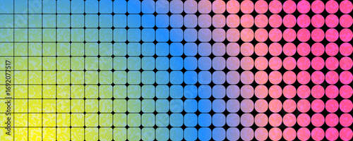 Y2K aesthetic background template. Trendy gradient on retro geometric shapes