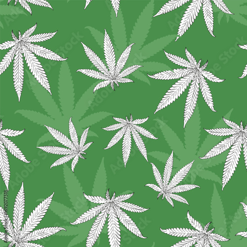 Cannabis seamless pattern. Medical marijuana background