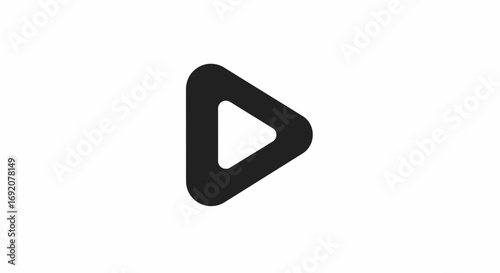 Minimalist black play button icon on white background for modern interfaces